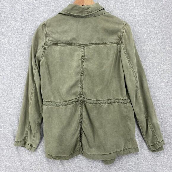 Max Jeans Jacket Women Medium Army Green Military Utility Tencel Drape - Picture 4 of 14